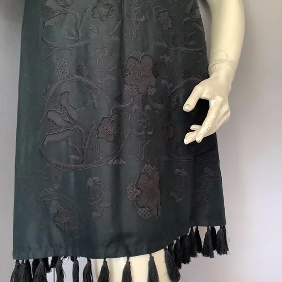 Madewell Black Dress with Tassel Hem - Picture 3 of 9